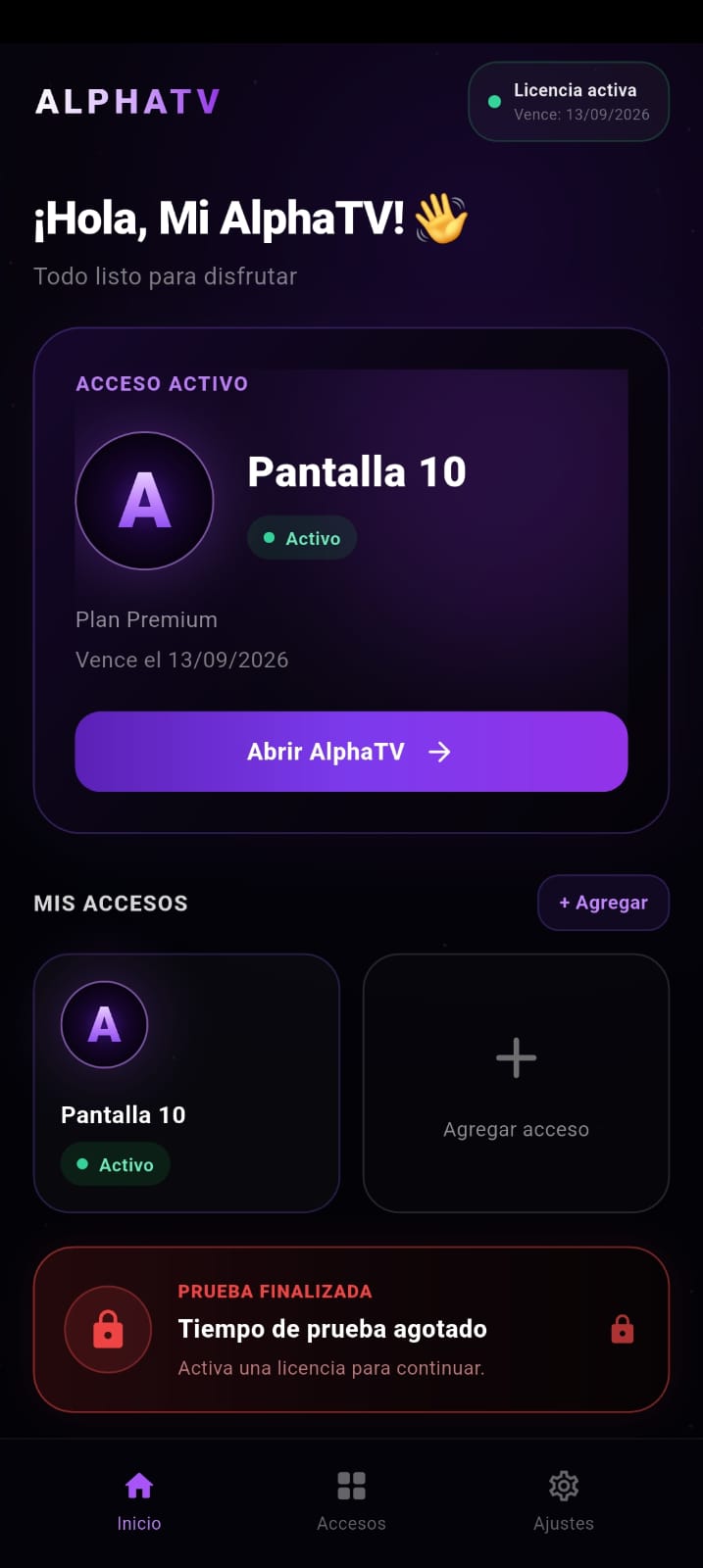 Accesos AlphaTV