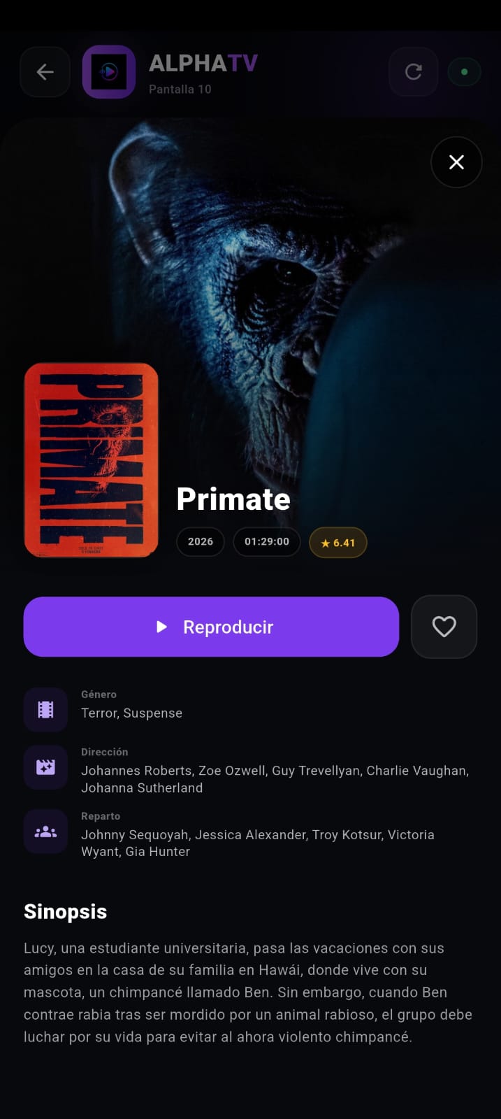 Detalle de contenido AlphaTV
